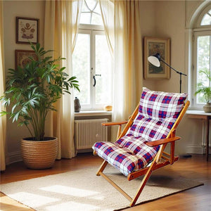 POLTRONA RELAX COMODONA ROSSO BORDEAUX SCOZZESE IN LEGNO CON  3 POSIZIONI