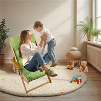 MAURY'S POLTRONA RELAX VERDE TINTA UNITA COMODONA IN LEGNO 3 POSIZIONI CON CUSCINO IMBOTTITO