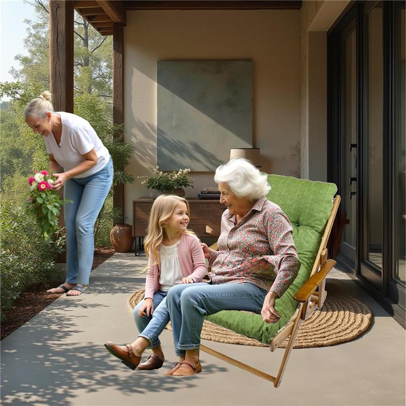 MAURY'S POLTRONA RELAX VERDE TINTA UNITA COMODONA IN LEGNO 3 POSIZIONI CON CUSCINO IMBOTTITO