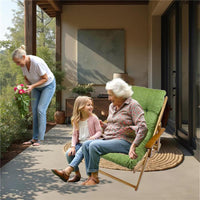 MAURY'S POLTRONA RELAX VERDE TINTA UNITA COMODONA IN LEGNO 3 POSIZIONI CON CUSCINO IMBOTTITO