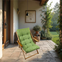 MAURY'S POLTRONA RELAX VERDE TINTA UNITA COMODONA IN LEGNO 3 POSIZIONI CON CUSCINO IMBOTTITO