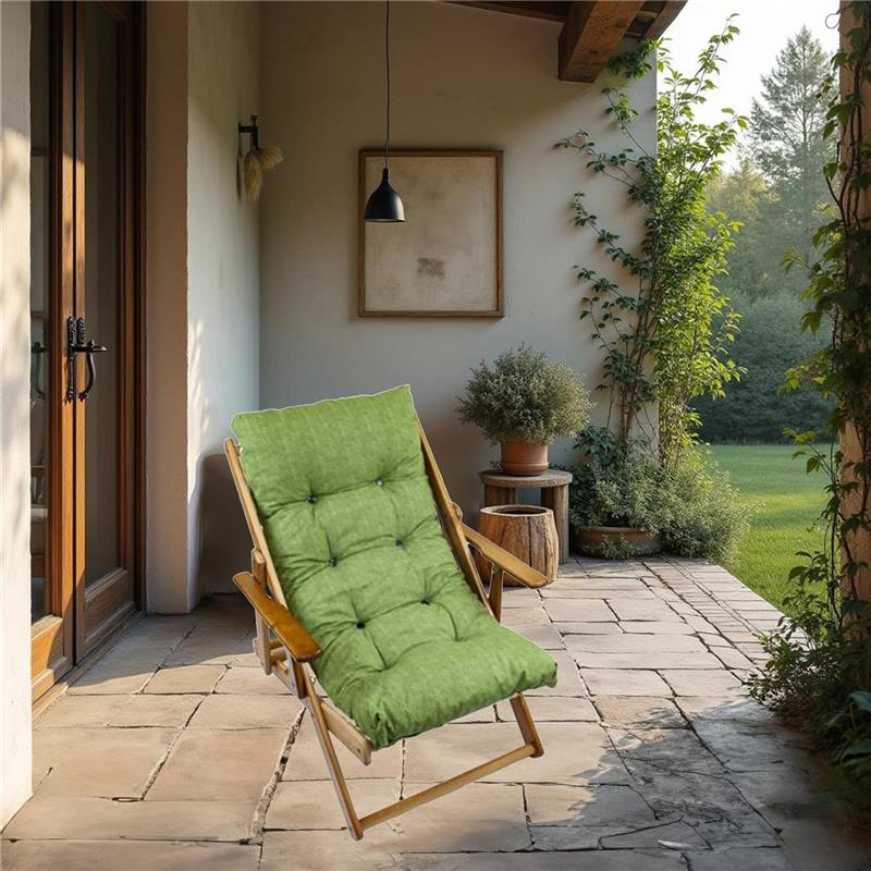 MAURY'S POLTRONA RELAX VERDE TINTA UNITA COMODONA IN LEGNO 3 POSIZIONI CON CUSCINO IMBOTTITO