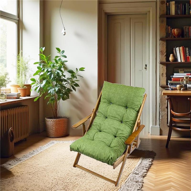 MAURY'S POLTRONA RELAX VERDE TINTA UNITA COMODONA IN LEGNO 3 POSIZIONI CON CUSCINO IMBOTTITO