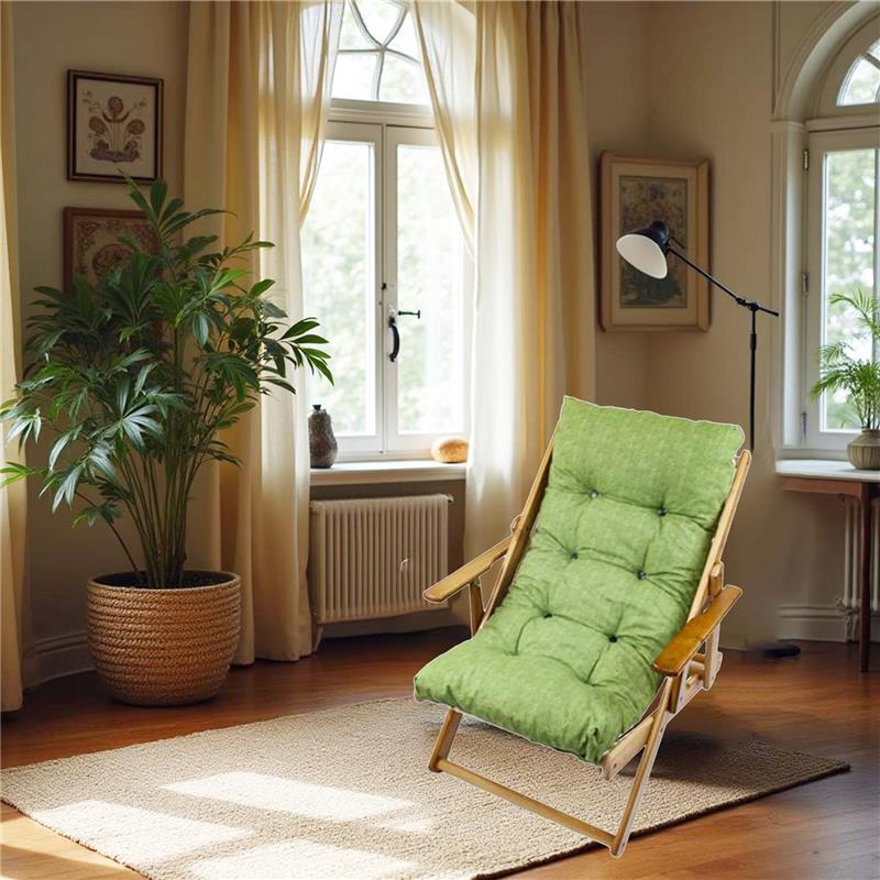 MAURY'S POLTRONA RELAX VERDE TINTA UNITA COMODONA IN LEGNO 3 POSIZIONI CON CUSCINO IMBOTTITO