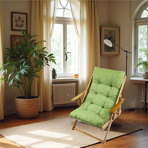 MAURY'S POLTRONA RELAX VERDE TINTA UNITA COMODONA IN LEGNO 3 POSIZIONI CON CUSCINO IMBOTTITO