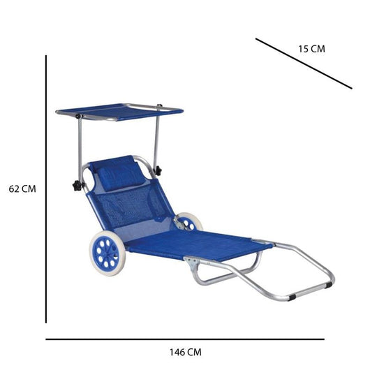 MA MAISON LETTINO E CARRELLO IN ALLUMINIO 146X62X15 CM RICHIUDIBILE PER TRASPORTO CON CUSCINO RUOTE E TETTO COLORI ASSORTITI