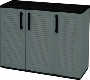 ARMADIO BASSO IN POLIPROPILENE CON 3 ANTE E RIPIANO 102 X 37 X H84 CM