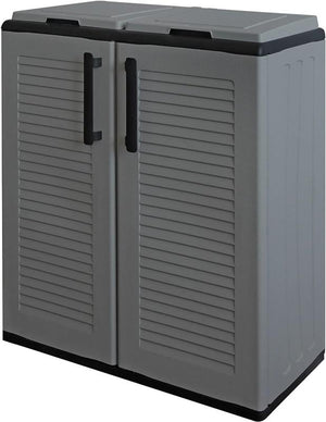 ARMADIO PATTUMIERA BASSO IN PLASTICA 2 SCOMPARTI DIMENSIONI 68X37X H 84 CM 200 LT