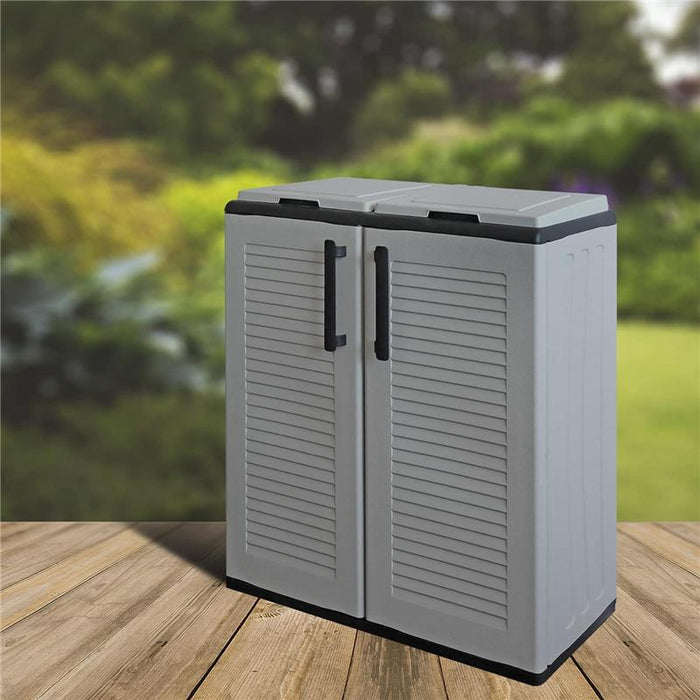 ARMADIO PATTUMIERA BASSO IN PLASTICA 2 SCOMPARTI DIMENSIONI 68X37X H 84 CM 200 LT