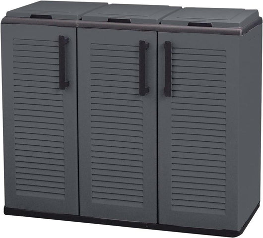 ARMADIO PATTUMIERA BASSO IN PLASTICA 3 SCOMPARTI DIMENSIONI 102X37XH 84 CM 300 LT