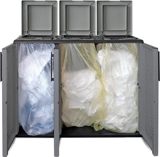 ARMADIO PATTUMIERA BASSO IN PLASTICA 3 SCOMPARTI DIMENSIONI 102X37XH 84 CM 300 LT