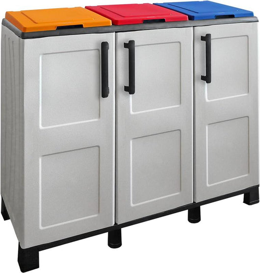 ARMADIO PATTUMIERA BASSO IN PLASTICA 3 SCOMPARTI DIMENSIONI 102X37XH 90 CM