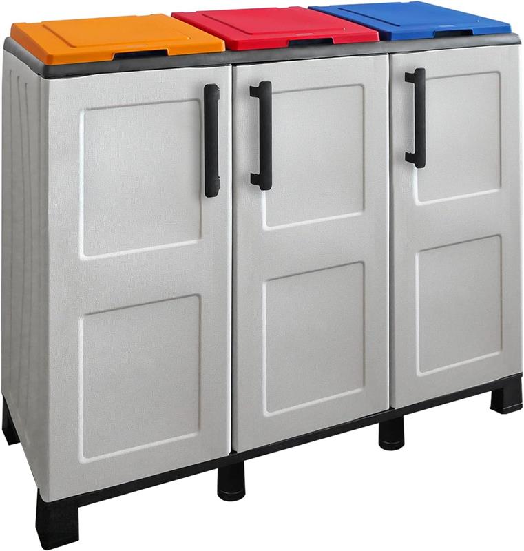 ARMADIO PATTUMIERA BASSO IN PLASTICA 3 SCOMPARTI DIMENSIONI 102X37XH 90 CM