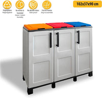 ARMADIO PATTUMIERA BASSO IN PLASTICA 3 SCOMPARTI DIMENSIONI 102X37XH 90 CM