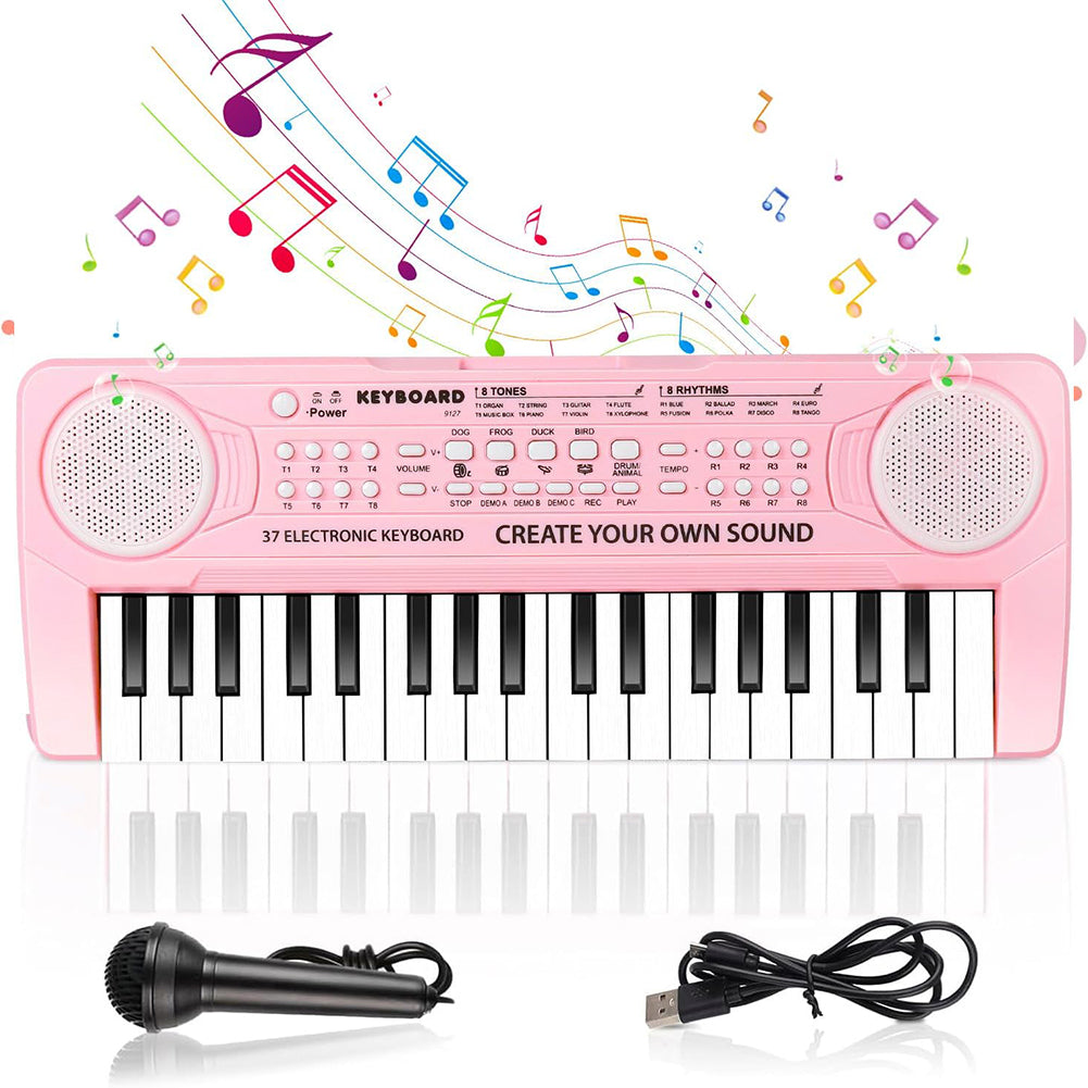Tastiera Giocattolo Musicale Piano Keyboard Musica per Bambini con 37 Tasti Rosa