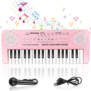 Tastiera Giocattolo Musicale Piano Keyboard Musica per Bambini con 37 Tasti Rosa