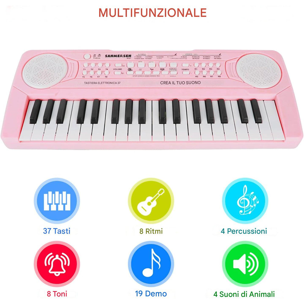 Tastiera Giocattolo Musicale Piano Keyboard Musica per Bambini con 37 Tasti Rosa