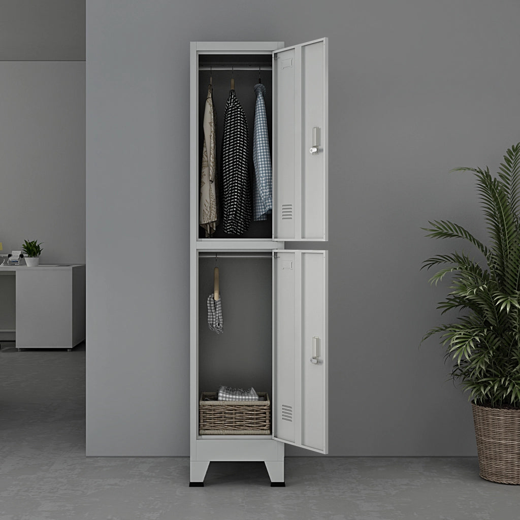 Armadio Spogliatoio Joroinen Mobile a Colonna in Acciaio con 2 Ante - Grigio [en.casa]