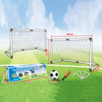 Set 2 Porte Calcio 92 x 64 cm con Pallone Gonfiatore e Morsetti per Fissaggio