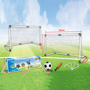 Set 2 Porte Calcio 92 x 64 cm con Pallone Gonfiatore e Morsetti per Fissaggio