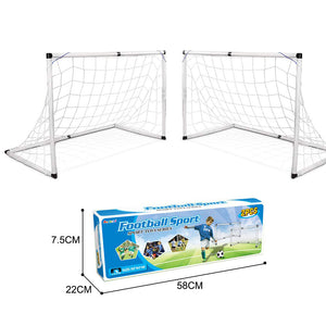 Set 2 Porte Calcio 92 x 64 cm con Pallone Gonfiatore e Morsetti per Fissaggio