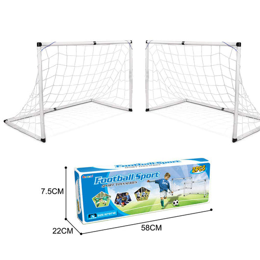 Set 2 Porte Calcio 92 x 64 cm con Pallone Gonfiatore e Morsetti per Fissaggio