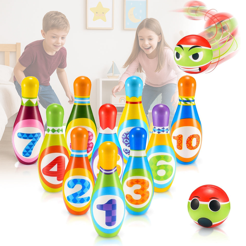 Set 10 Birilli da Bowling Giocattolo per Bambini con Pallina Morbidi e Sicuri