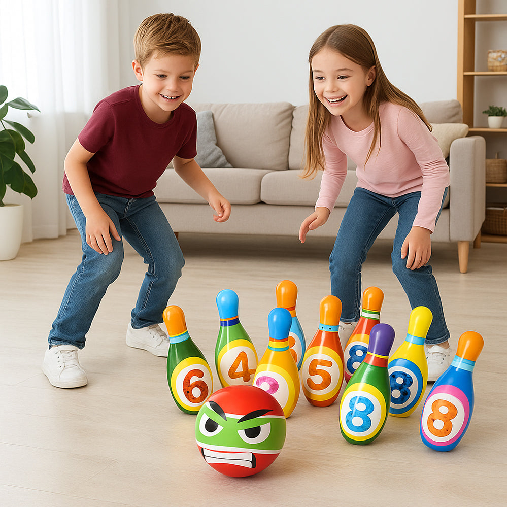 Set 10 Birilli da Bowling Giocattolo per Bambini con Pallina Morbidi e Sicuri