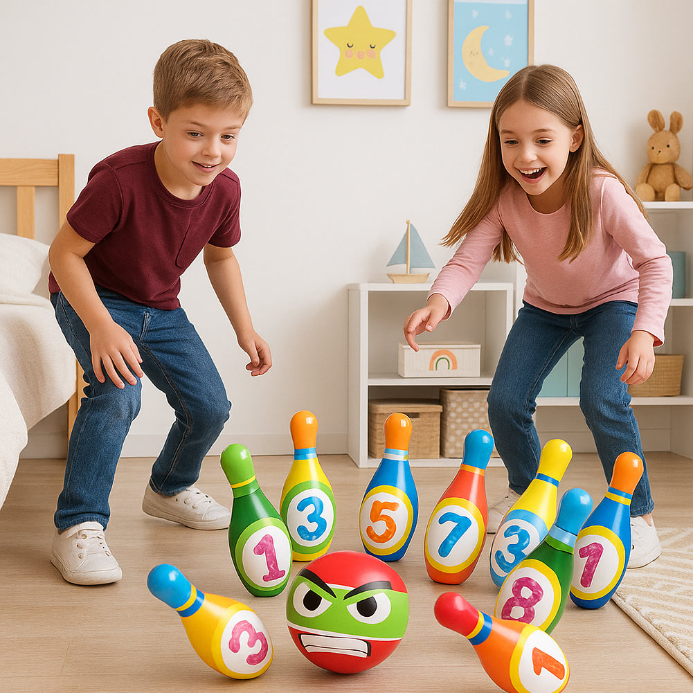 Set 10 Birilli da Bowling Giocattolo per Bambini con Pallina Morbidi e Sicuri