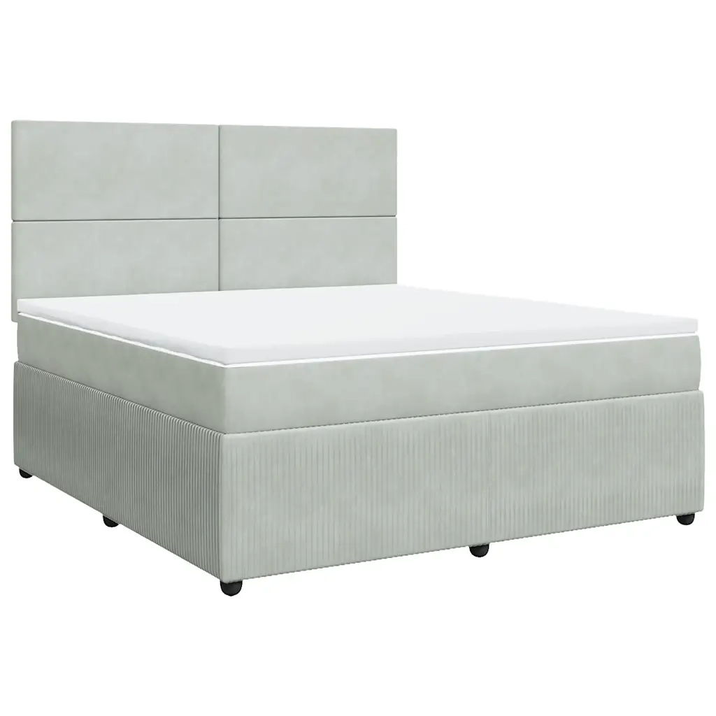Giroletto a Molle con Materasso Grigio Chiaro 180x200cm Velluto