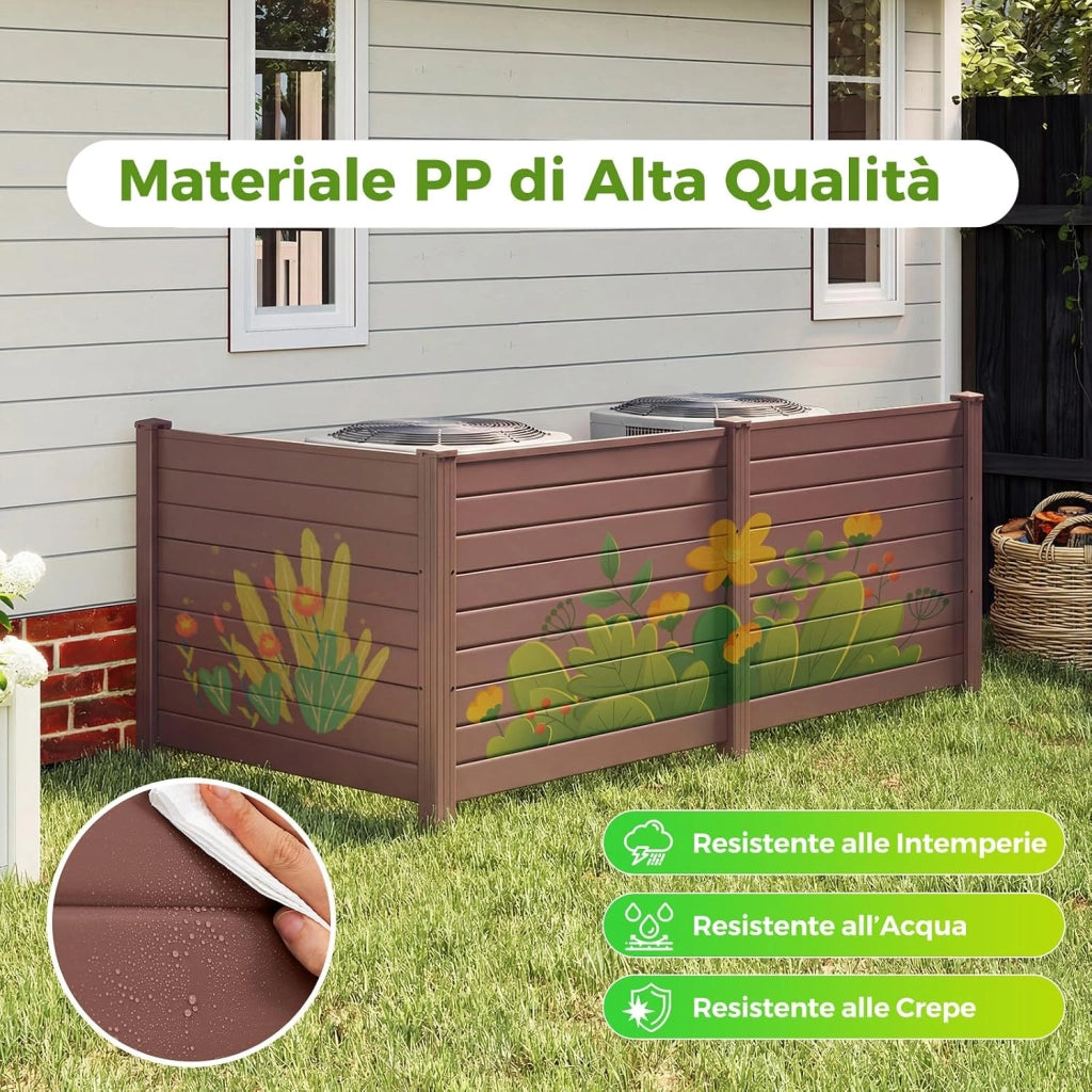 Recinzione da Giardino con 3 Pannelli e 4 Pali di Metallo Zincato | Schermo Privacy da Esterno Modulare per Copribidone e Condizionatore d'Aria
