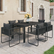 Set da Pranzo da Giardino 7 pz in Rattan PVC Nero