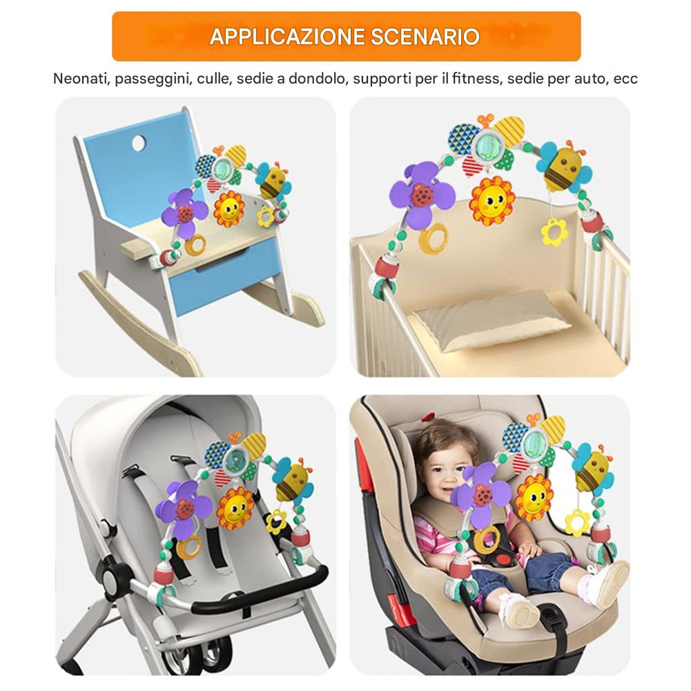 Giostrina Arco per Neonati con Suono e Morsetti Regolabili Giocattolo Educativo