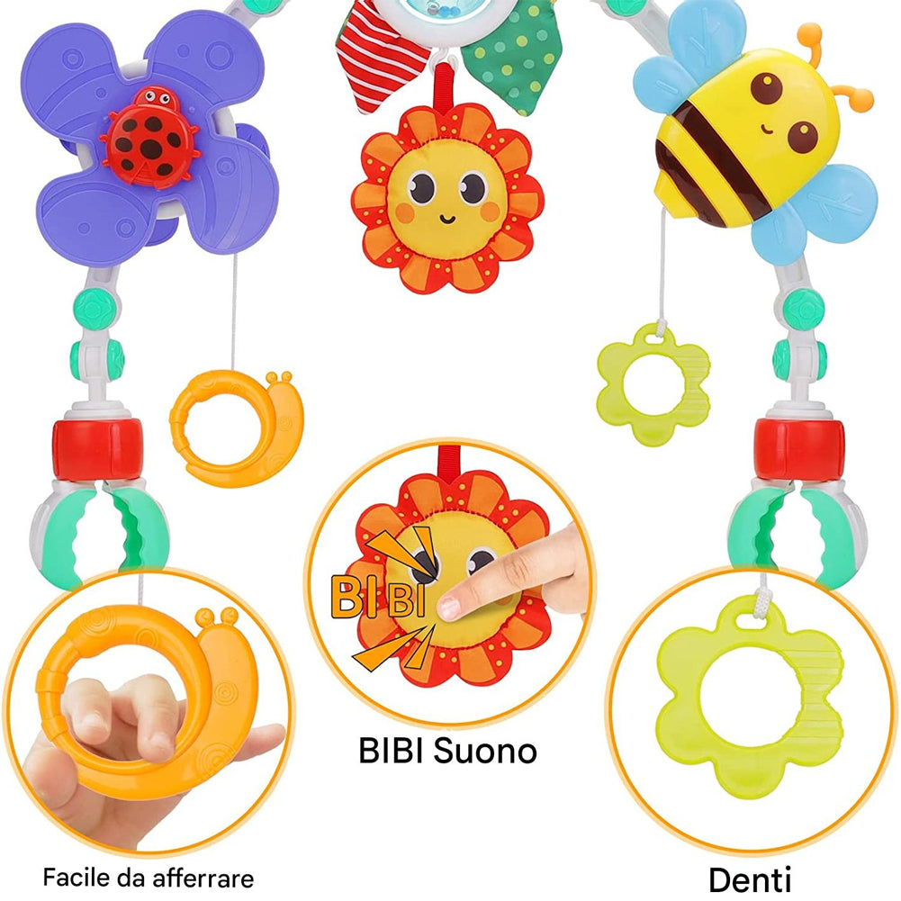 Giostrina Arco per Neonati con Suono e Morsetti Regolabili Giocattolo Educativo