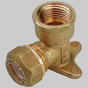 RACCORDO A GOMITO CON FLANGIA 3 FORI CON OGIVA P.T.E.F.  14  1/2 x 1/2     TIEMME