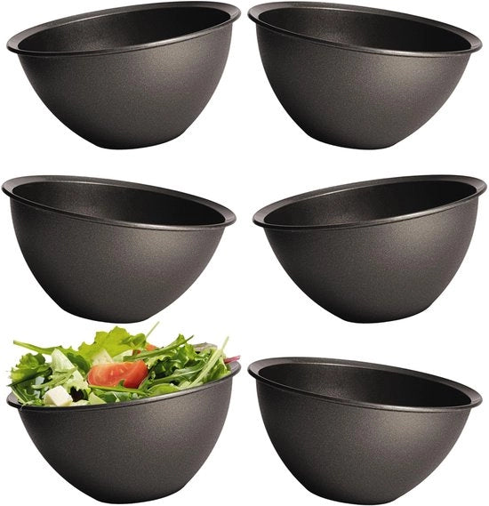 Set di piatti per insalata 6 pezzi - Materiale BPA libero - Resistenti al lavastoviglie - Colorazione antracite - Piatto da servizio pieghevole e spazievendente