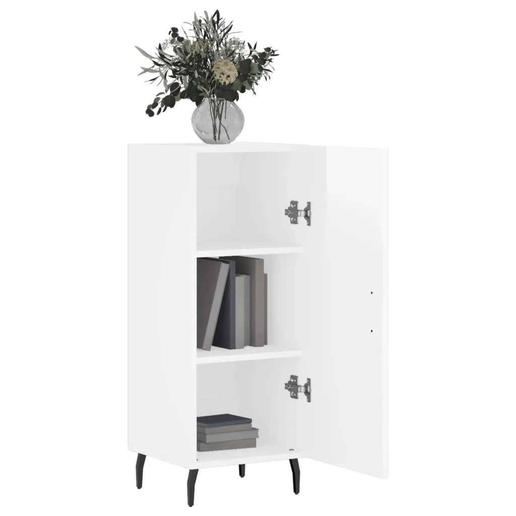 Credenza Bianco Lucido 34,5x34x90 cm in Legno Multistrato 828558