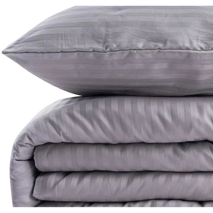 Completo letto - 1 copripiumino 220 x 240 cm + 2 federe 60 x 60 cm - 70% poliestere, 30% cotone - Grigio