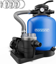 ® Filtro per Piscina a 7 Vie IPX5 con Prefiltro da 13.200L/h a 58.000L 600W Serbatoio 30L Fitrazione a Sabbia Sistema di Filtraggio Prefiltro