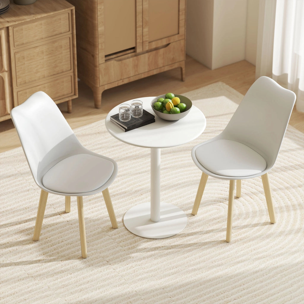 Tavolo da pranzo rotondo per 2 persone ¨C zephmum ¨C acciaio bianco ?60x72 cm