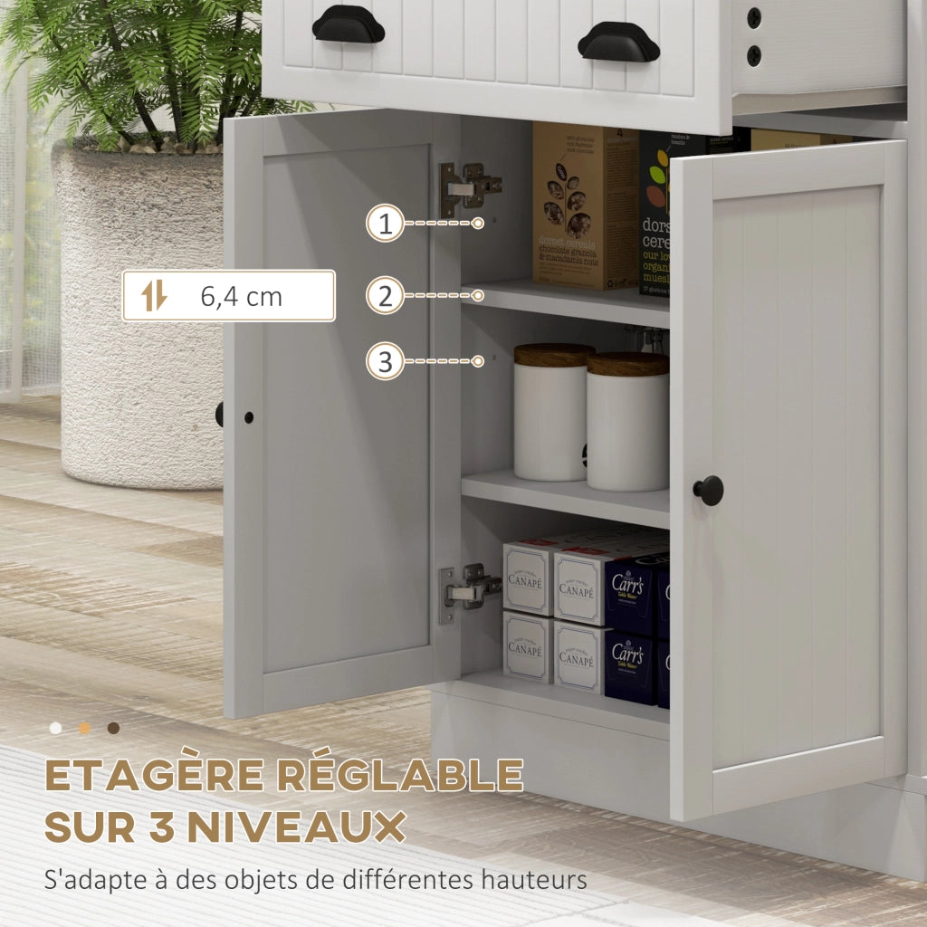 Mobile per cucina con microonde armadio 1 cassetto 2 ante ¨C zephmum ¨C bianco 61x35x125 cm