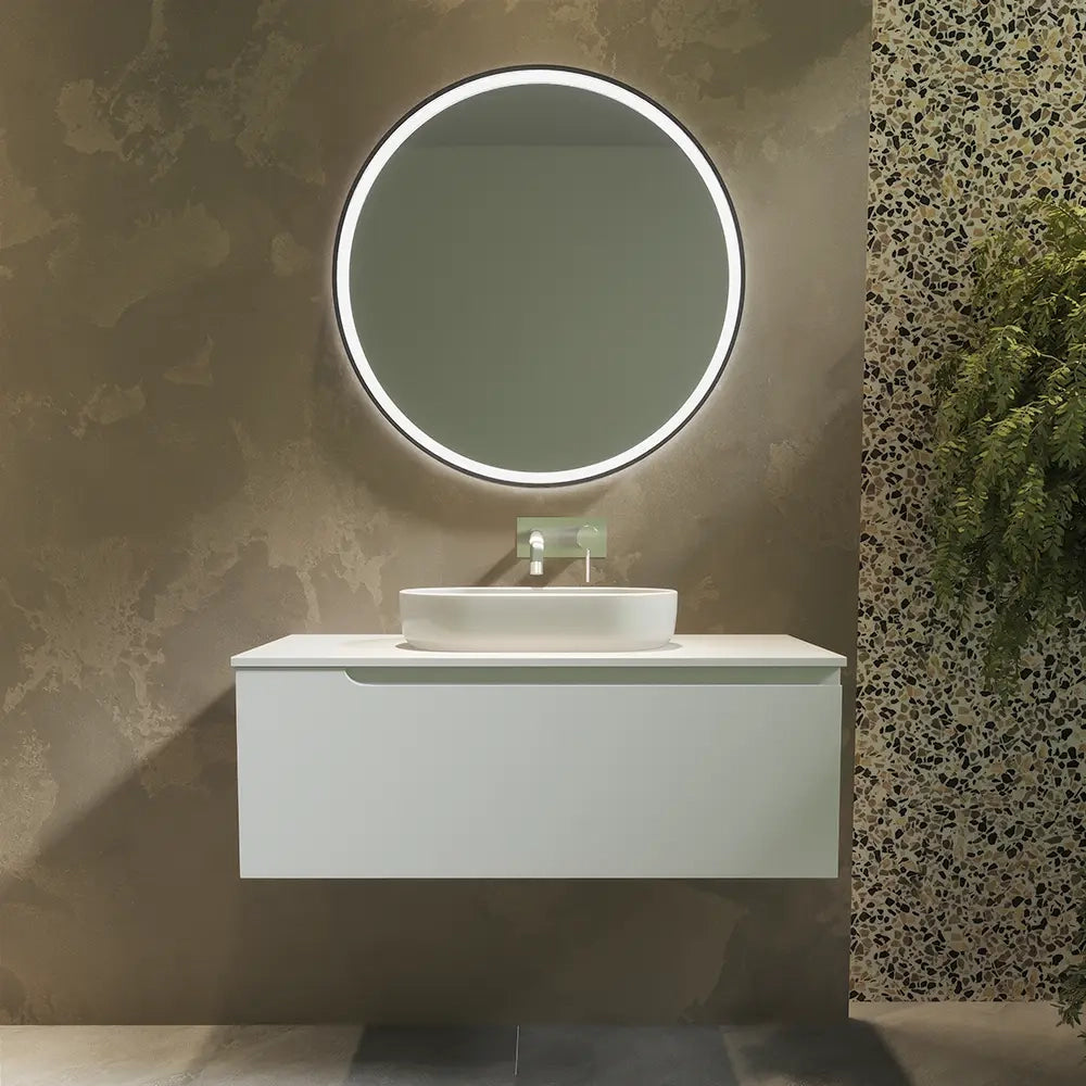 Mobile bagno sospeso 60 cm un cassetto bianco opaco con top  | Moor