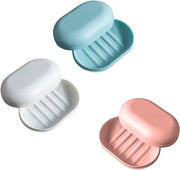 Set di 3 contenitori di sapone impermeabili con coperchio - Ideale per viaggi, bagno e campeggio