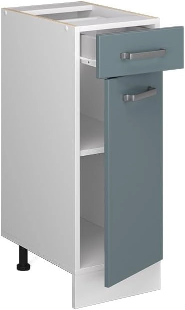 Mobiletto base per cucina R-Line, Grigio-blu, 30 cm senza piano di lavoro, per la libera combinazione all'interno di sistemi cucina modulari