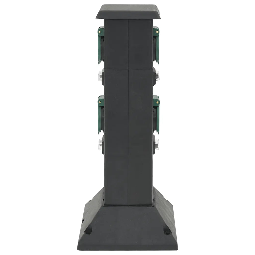 vidaXL Colonna con Presa da Esterno a 4 Vie Nera e Verde 16x16x39,5cm