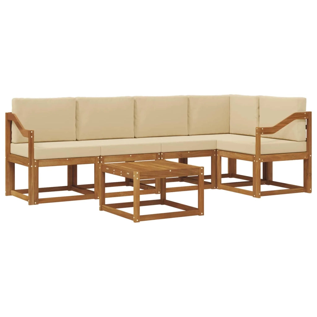 Set di divani da esterno con cuscino 6 pcs Naturale e Beige