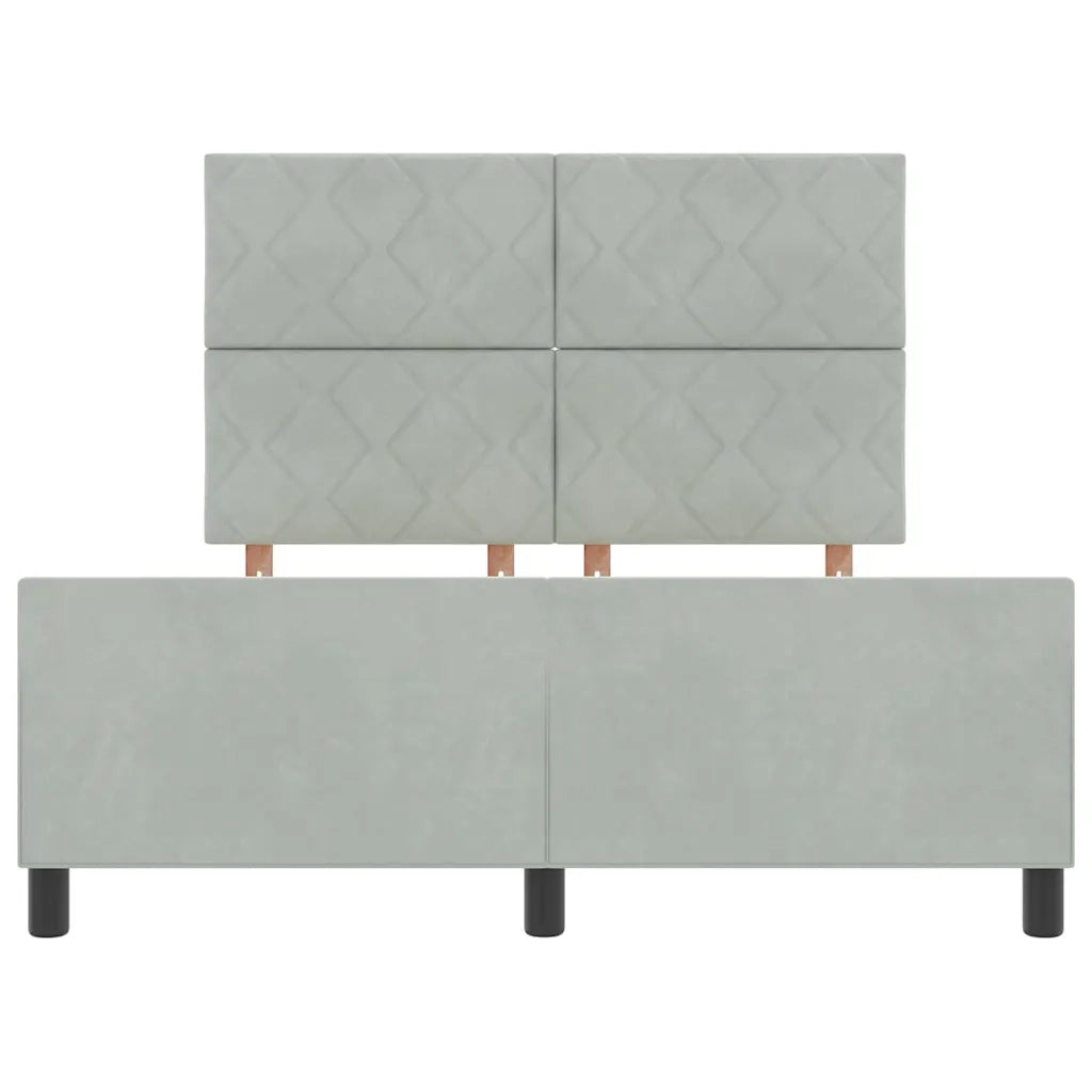 Letto a molle con testiera-Rete con Testiera Grigio chiaro 140 x 190 cm Velluto 684815