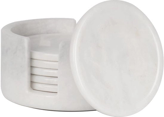 Onderzetters in marmo, 3,5 pollici, manufatti a mano per tazze e bicchieri, set di supporti per cucina, auto, ufficio, bianco, set da 6