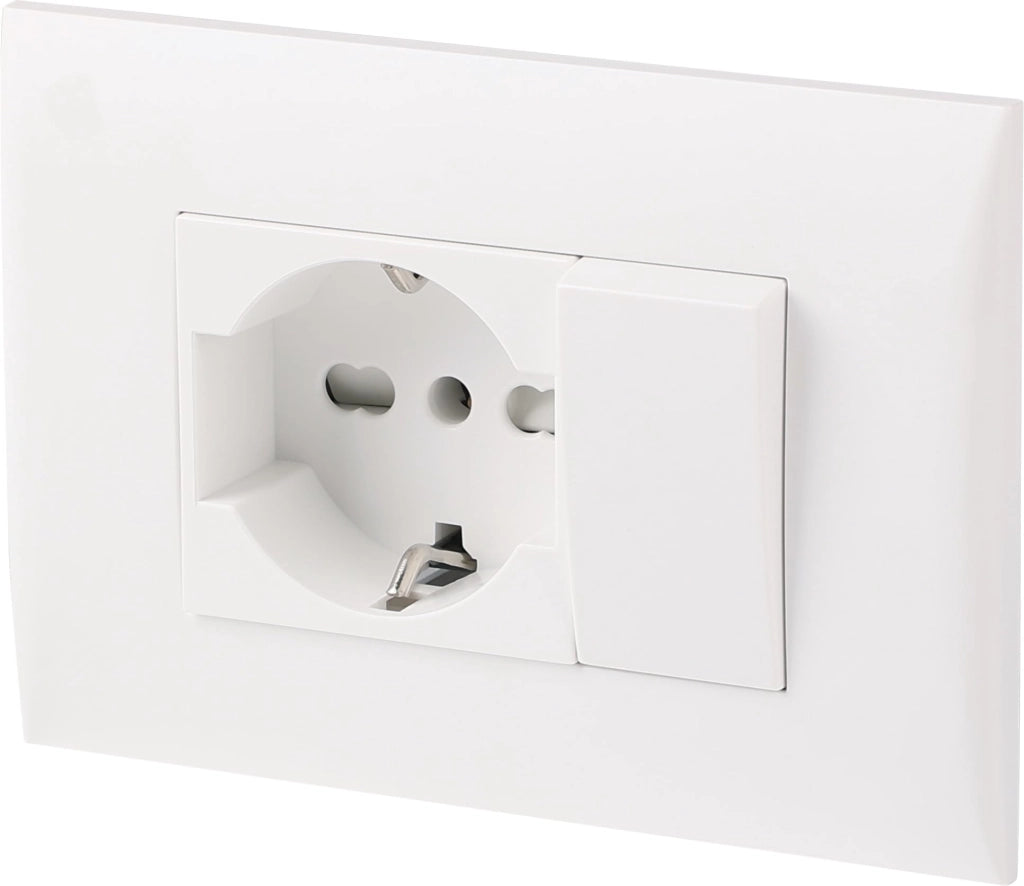Kit Presa Bivalente Deviatore con Supporto e Placca Electraline Colore