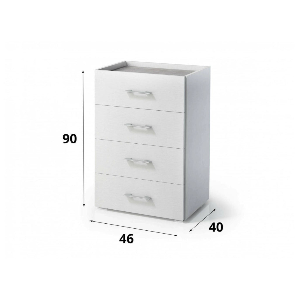 Cassettiera Avim, Settimanale a 4 cassetti per camera da letto, Mobiletto multiuso da ufficio o studio, Cm 50x41h87, Bianco e Cemento